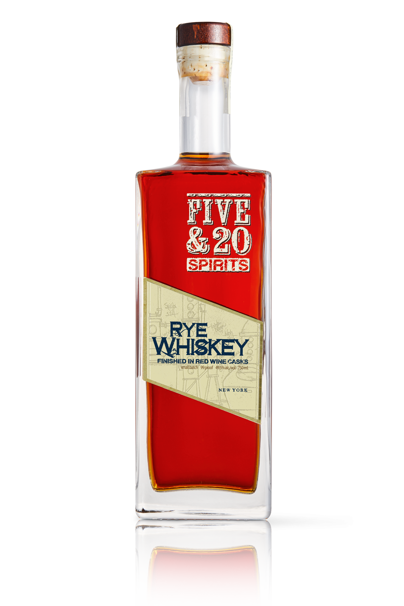 Five & 20 Spirits Rye Whiskey Finished in Red Wine Casks